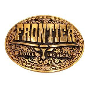 Frontier Las Vegas Belt Buckle Longhorn Western Hotel Casino Vintage Collectible
